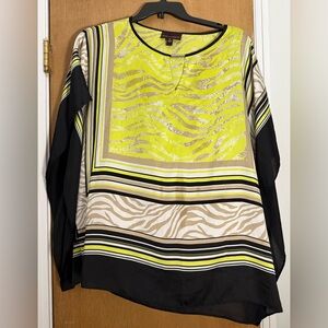 Dana Buchman Yellow and Black Zebra Print Blouse